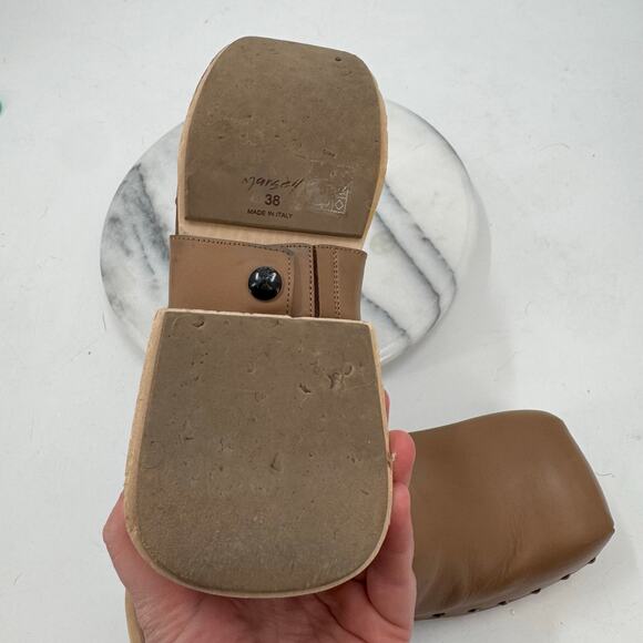 Marsèll Bottone Clogs Hazelnut Leather Size 38 Platform Mules - Picture 12 of 14